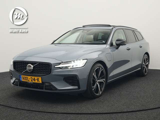 Volvo V60 T8  AWD Plus Dark Plug In Hybrid Thunder Grey 390pk Dealer O.H. Long Range PHEV | Panodak | Lederen Sportstoelen Memory | Pilot Assist | Google Assistant | Adaptive Cruise | Harman Kardon | Camera | Apple Carplay | Stoel & Stuurverwarming |