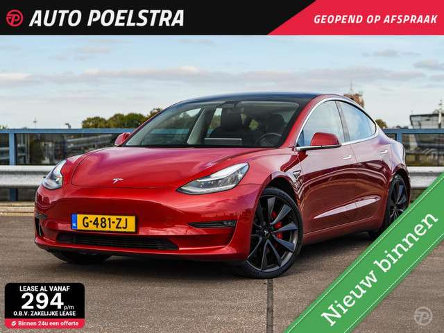 Tesla Model 3 Performance AWD 75 kWh 462 PK FSD Full Self Driving Panoramadak Zwart Leder 20" incl. BTW