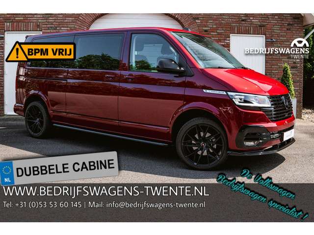 Volkswagen Transporter 2.0 tdi 150 pk dubbel cabine fontana red navi, camera, 20" lmv, led koplampen, adapt. cruise, privacyglas, 5-zits foto 1